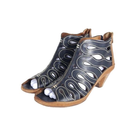 Pikolinos Women's Java EU40 US9-9,5 Black Cutouts Back Zip Caged Sandals Shoes - Picture 1 of 16